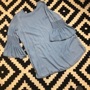 Mossimo Chambray Dress Flare Sleeve Boho Smock L